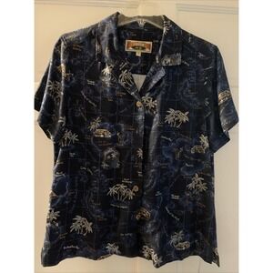 Caribbean Joe Let Go Island Button Down Collar SS‎ Blue Casual Men's M